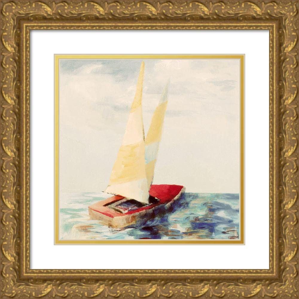 Vintage Red Sailboat Art Print - Loreth Lanie EX_34_13275A - Nautical Wall Decor for Living Room, Bedroom & Office