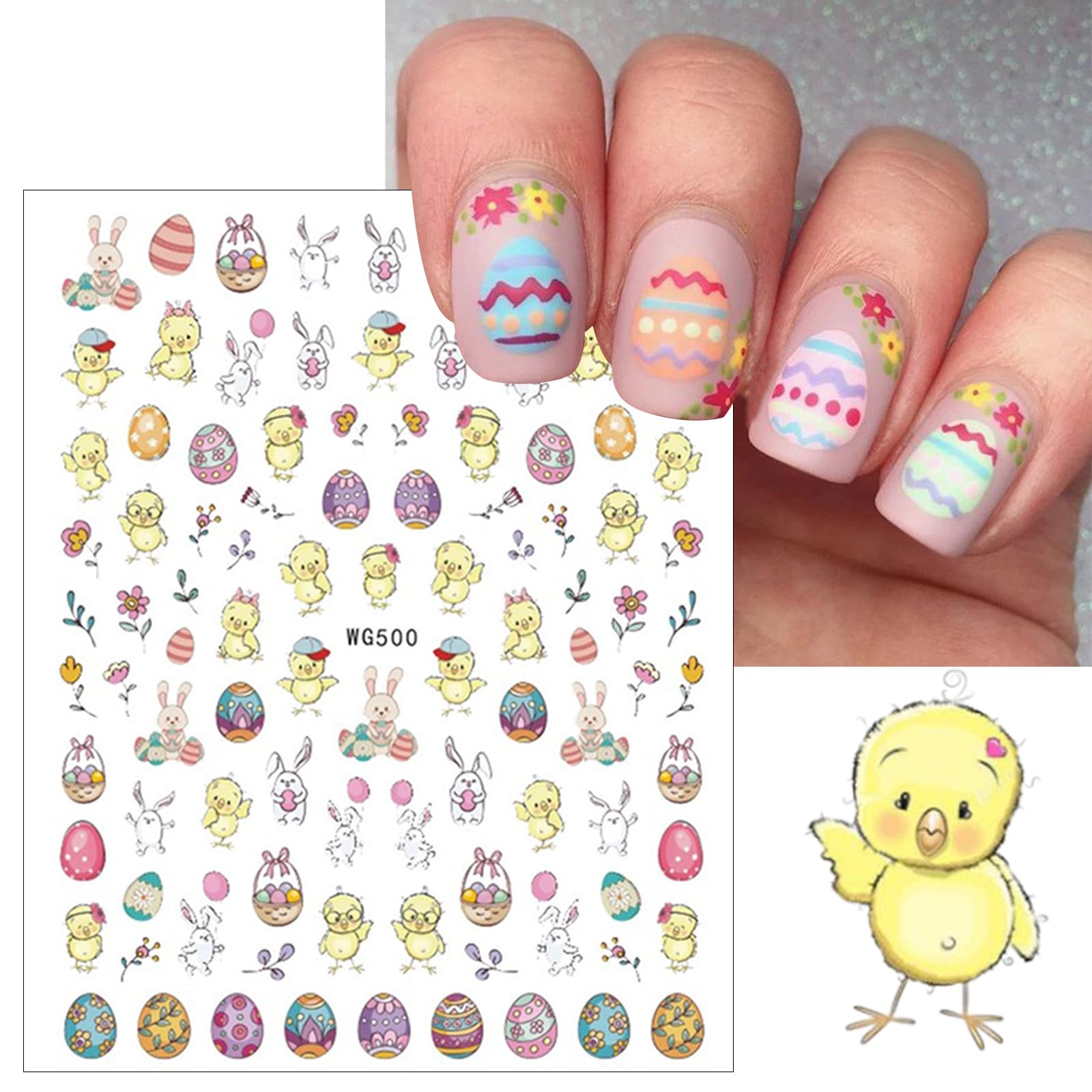 3D Easter Bunny Nail Stickers - Cute Easter Egg Design for Women & Girls - Perfect for Easter Day Nail Art