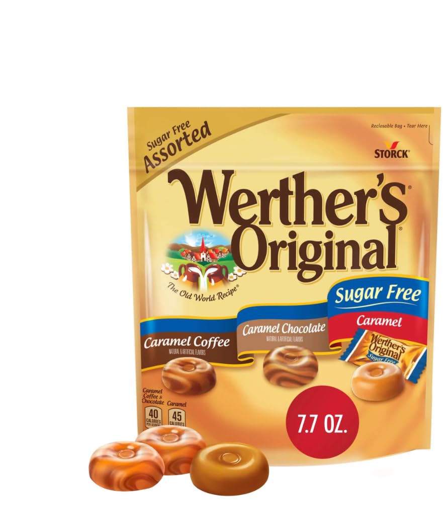 Werthers Original Sugar Free Caramel Hard Candy - 7.70 OZ (Pack of 2) | Individually Wrapped Candies for Office, Home & Gifts | Classic Buttery Caramel Flavor