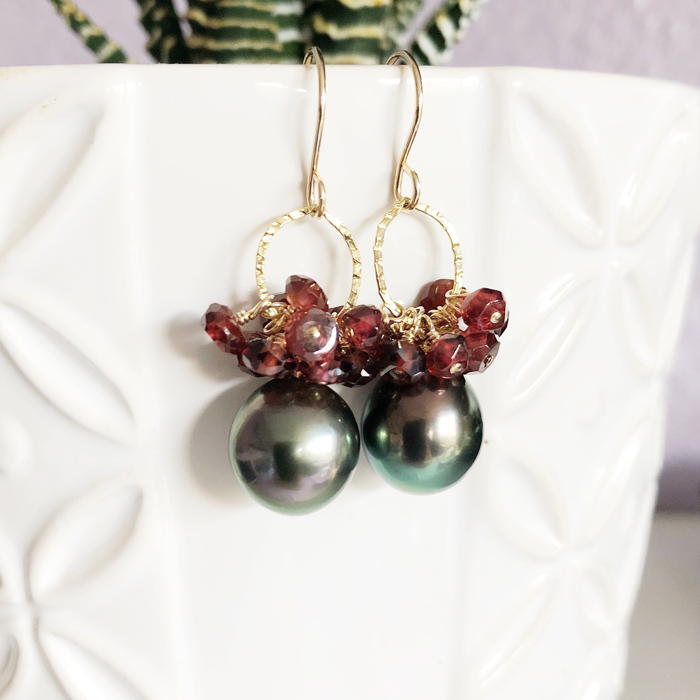 KIRA Garnet Earrings (E527) – Elegant Red Gemstone Jewelry for Women, Perfect for Parties, Weddings & Special Occasions