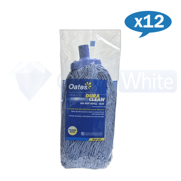 Oates Duraclean 400g Premium Heavy Duty Mop Head Replacement - Ideal for Hard Floors, Tile, and Laminate Cleaning