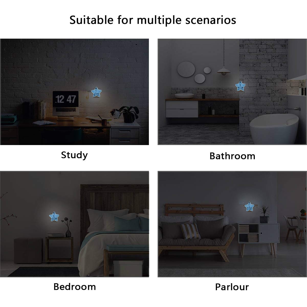 LED Night Light with Dusk to Dawn Sensor - Star Shaped Hockey Stick & Puck Plug-in Lamp for Hallway, Kitchen, Bathroom, Bedroom - Energy Saving Decorative Lighting for Kids Rooms & Sports Themed Decor