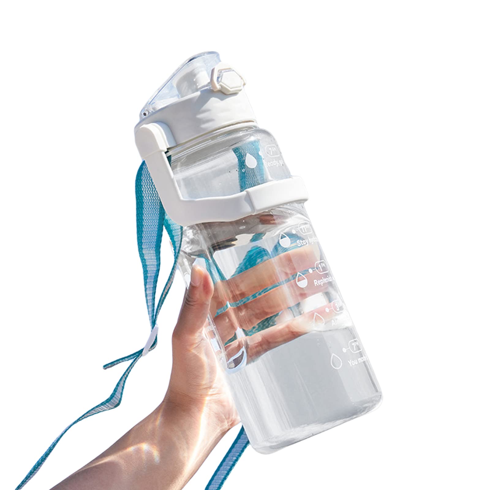 61oz Large Capacity Water Bottle with Time Marker & Straw - BPA Free, Leak Proof Sports Water Bottle for Gym, Hiking & Outdoor Activities (White, 29.3cm x 10cm) - Stay Hydrated All Day