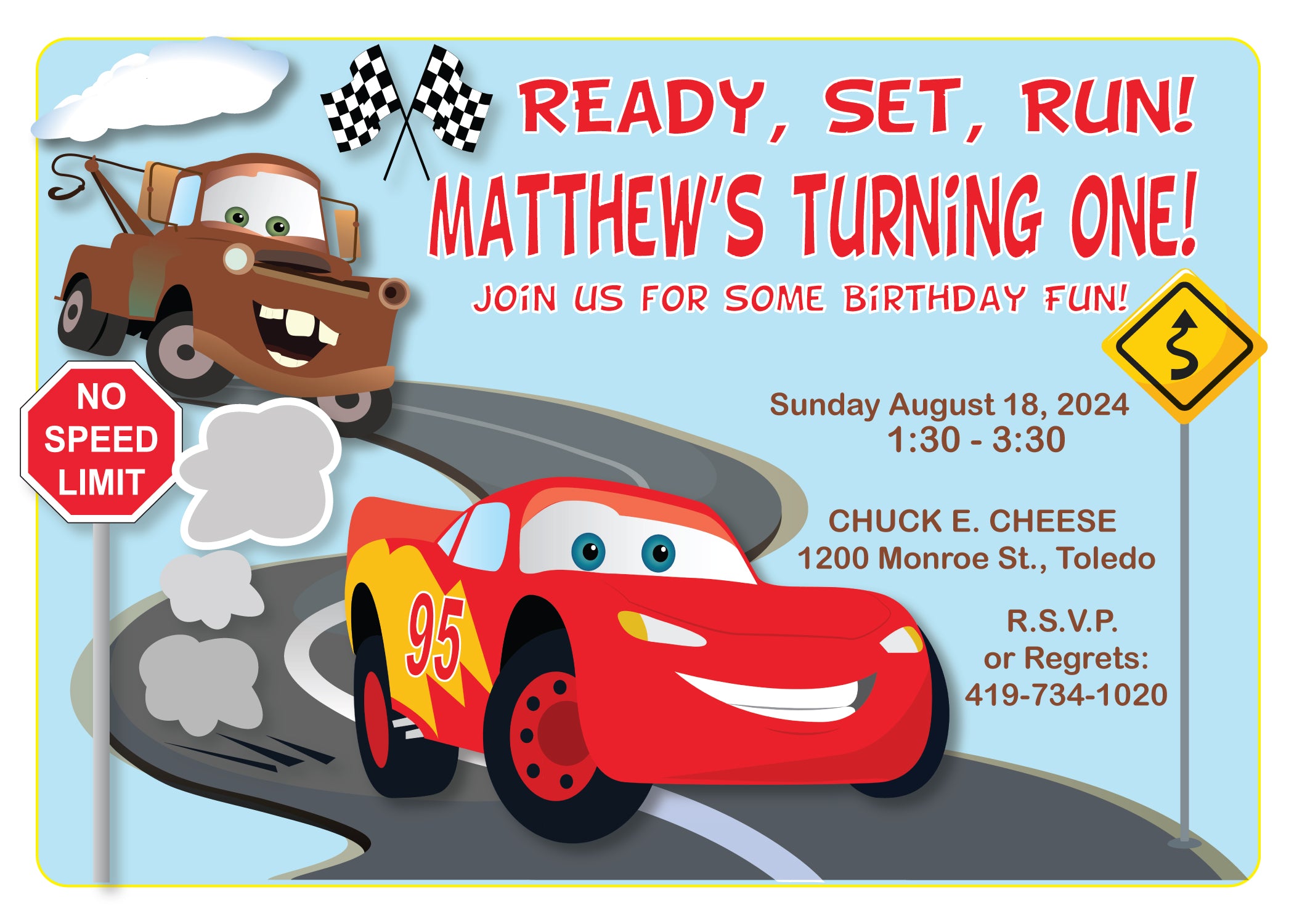Lightning McQueen Birthday Party Invitations - Cars Themed Invites for Kids' Birthday Celebrations | Perfect for Disney Pixar Fans and Themed Parties