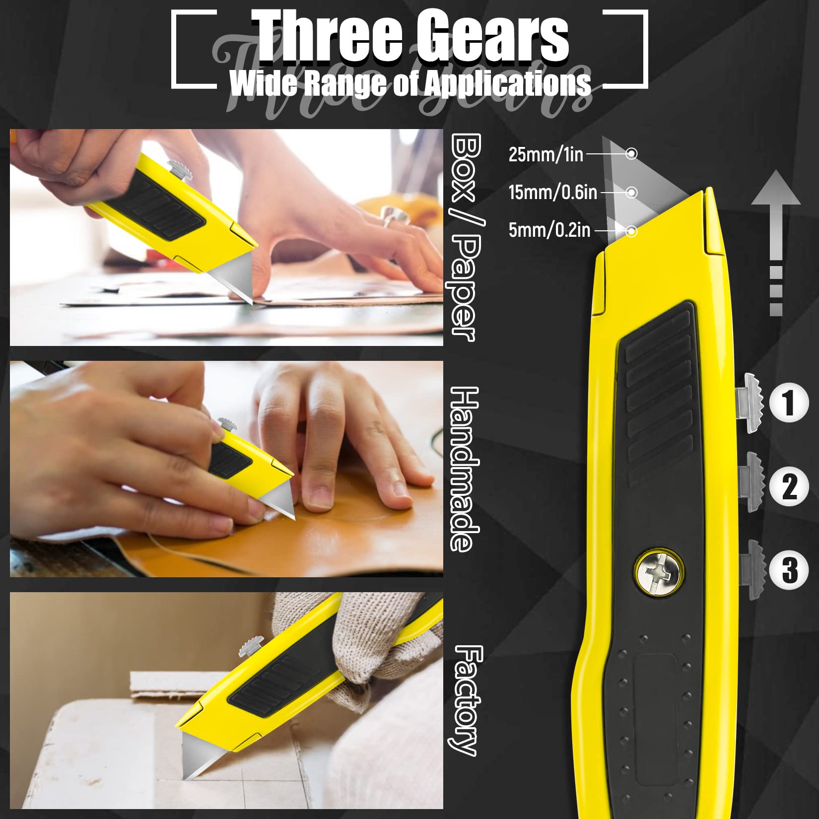 4 Pack Heavy Duty Box Cutter Utility Knife with 10 SK5 Blades - Retractable Razor Knife with Aluminum Shell for Home, Office & Construction - Perfect for Opening Packages, Moving Boxes & DIY Projects