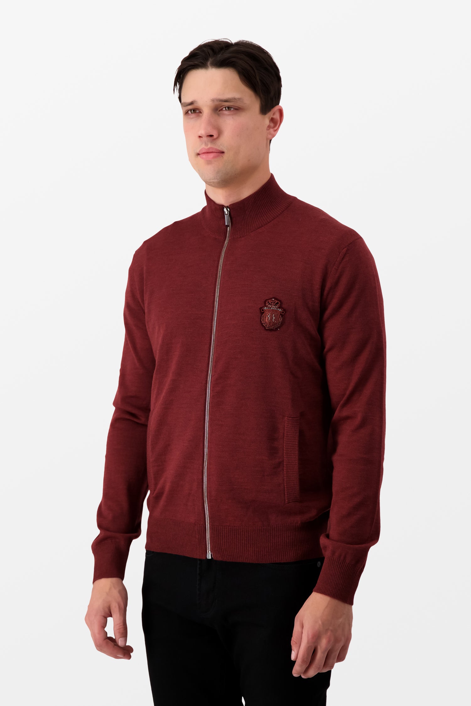 Billionaire Bordeaux Full Zip Crest Pullover Hoodie - Stylish & Comfortable Men's Jacket for Casual Wear, Outdoor Activities & Gym