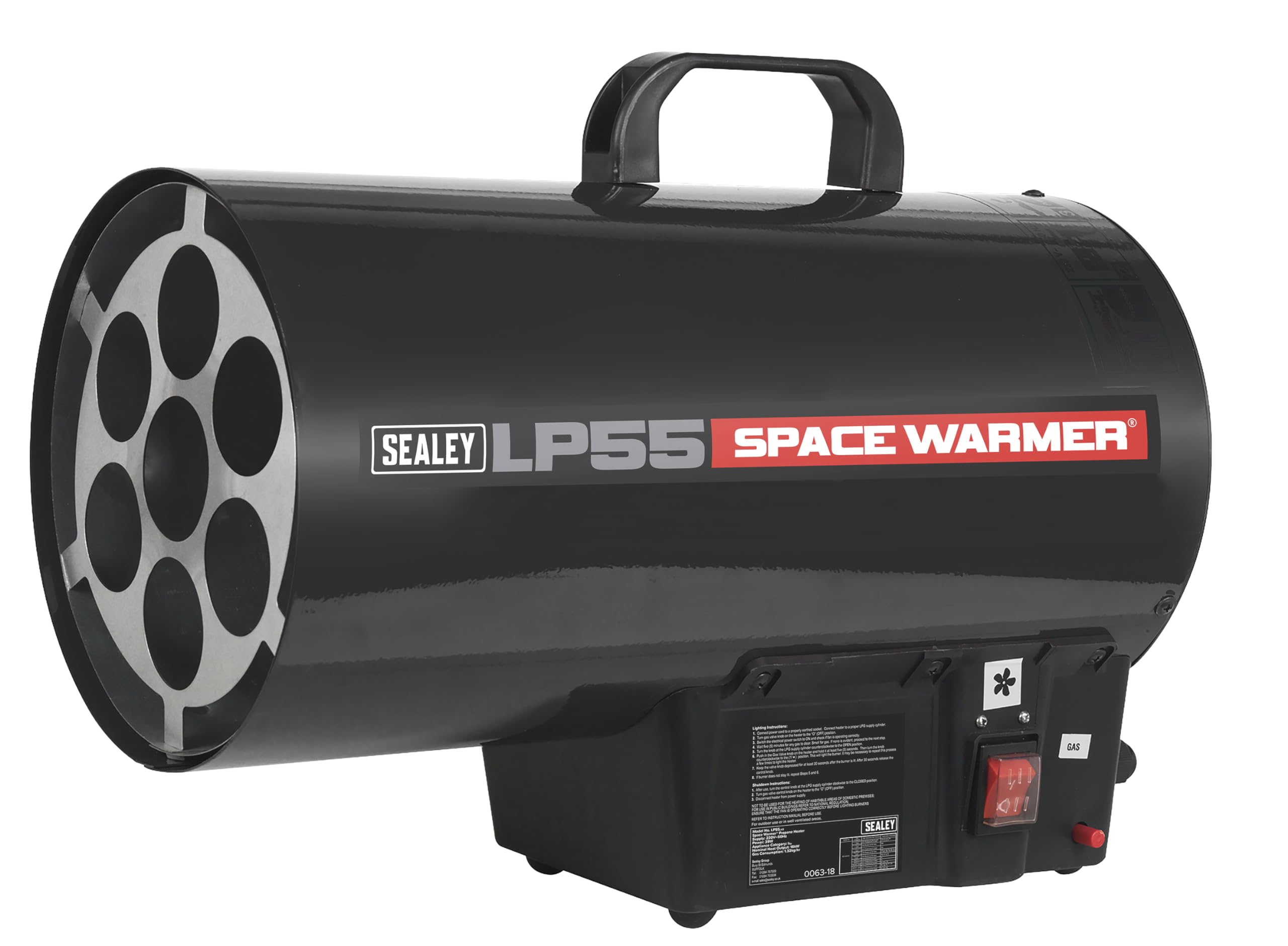 Sealey LP55 54,500 BTU/hr Propane Space Heater for Garages, Workshops & Outdoor Use - Portable High-Power Heating Solution