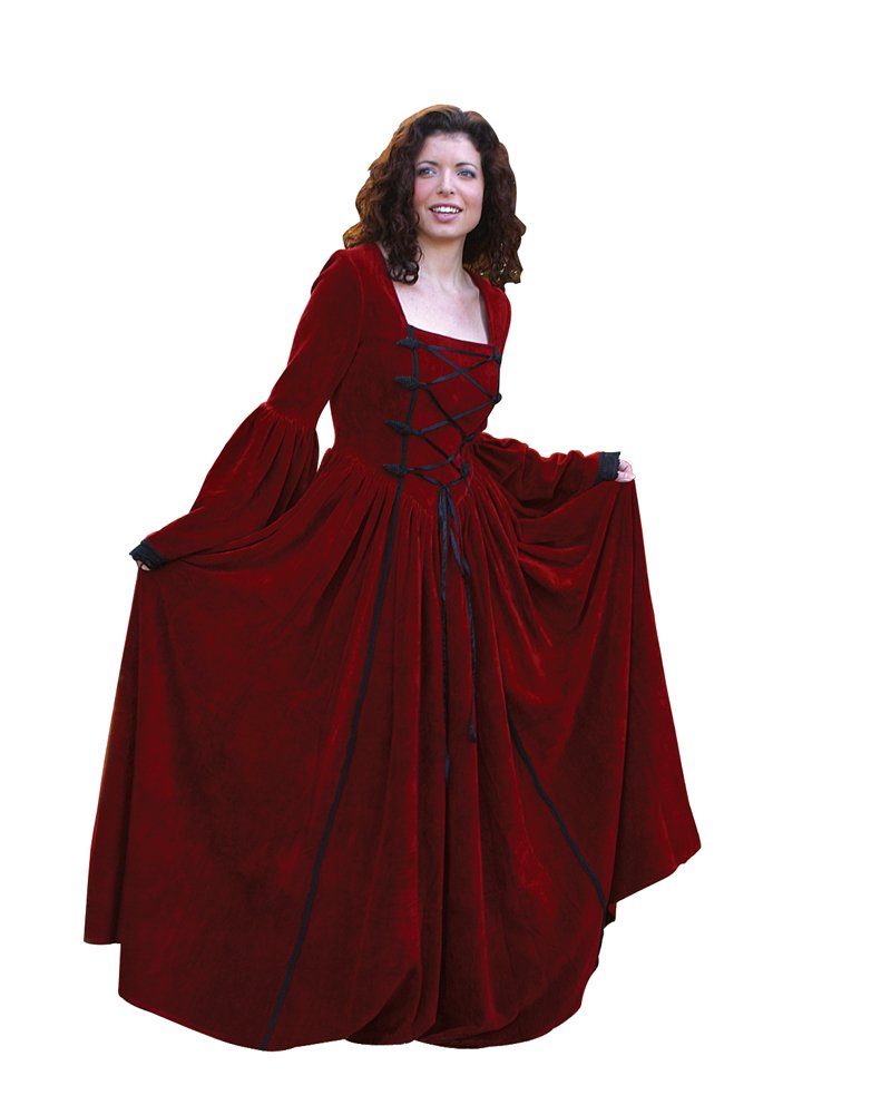 Scarlet Dream Velvet Renaissance Dress - Medieval Costume for Women | Perfect for Halloween, Cosplay & Renaissance Fairs