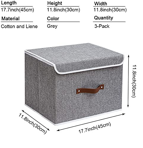 Yawinhe 6-Pack Collapsible Storage Bins with Lids - Foldable Fabric Organizer Baskets for Home, Bedroom, Closet & Office (17.7x11.8x11.8 Inches, White/Grey & Full Grey) | Perfect for Seasonal Storage, Toy Organization & Space Saving