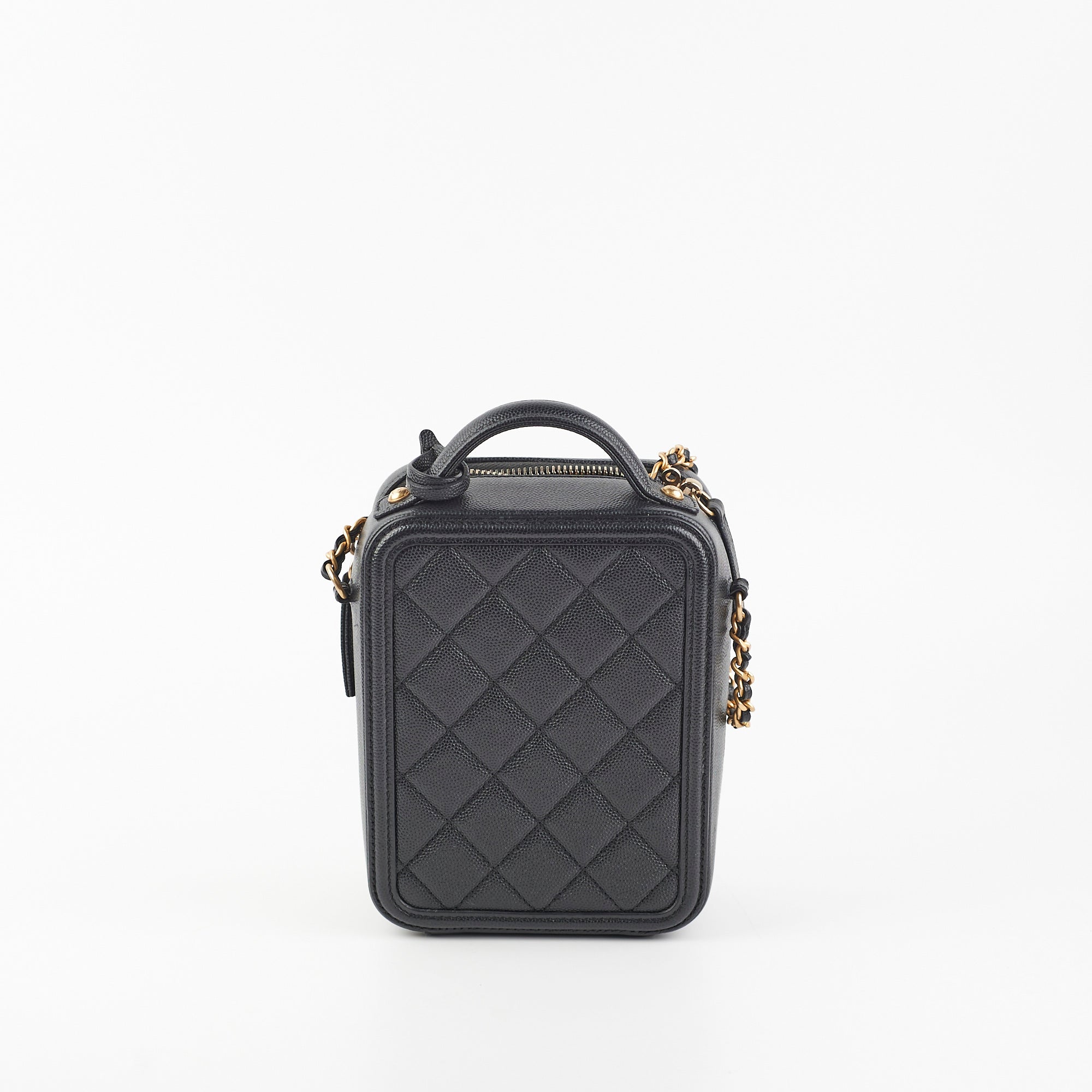 Chanel Caviar CC Filigree Vertical Vanity Case Bag Black | Luxury Designer Handbag for Women | Perfect for Evening Events, Parties & Special Occasions