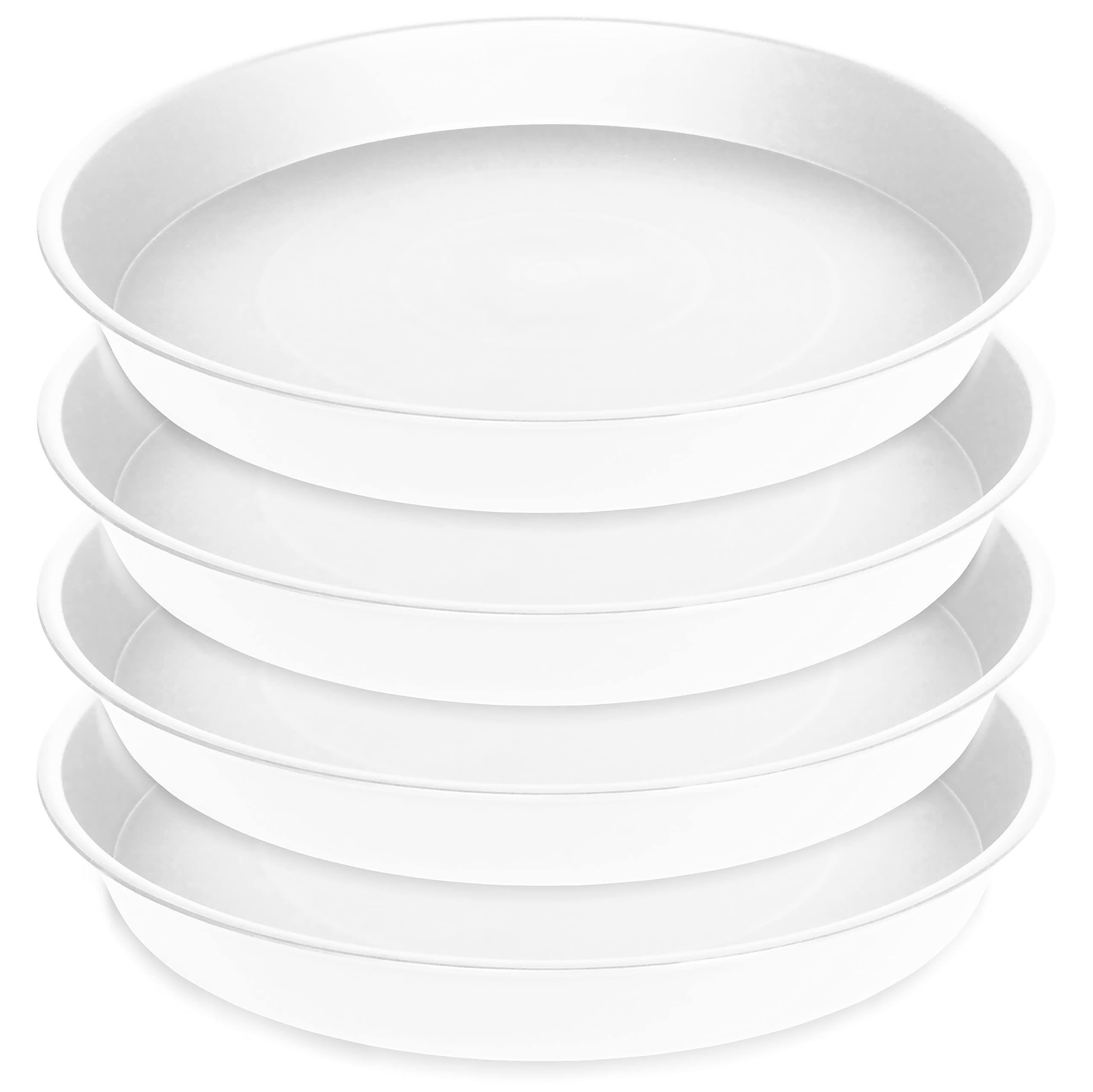 4 Pack Heavy Duty 16 Inch White Plastic Plant Saucers - Round Bird Bath Bowls for Indoor/Outdoor Plants, Garden Decor, and Pet Water Dishes