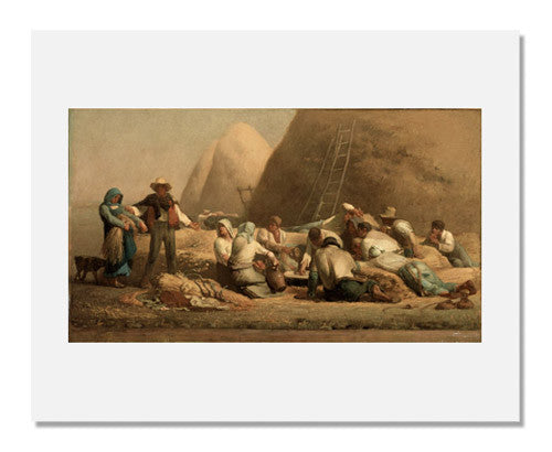 Jean François Millet Harvesters Resting (Ruth and Boaz) - Famous Art Reproduction Print - Vintage Farm Scene Painting - Wall Decor for Living Room, Office & Gallery