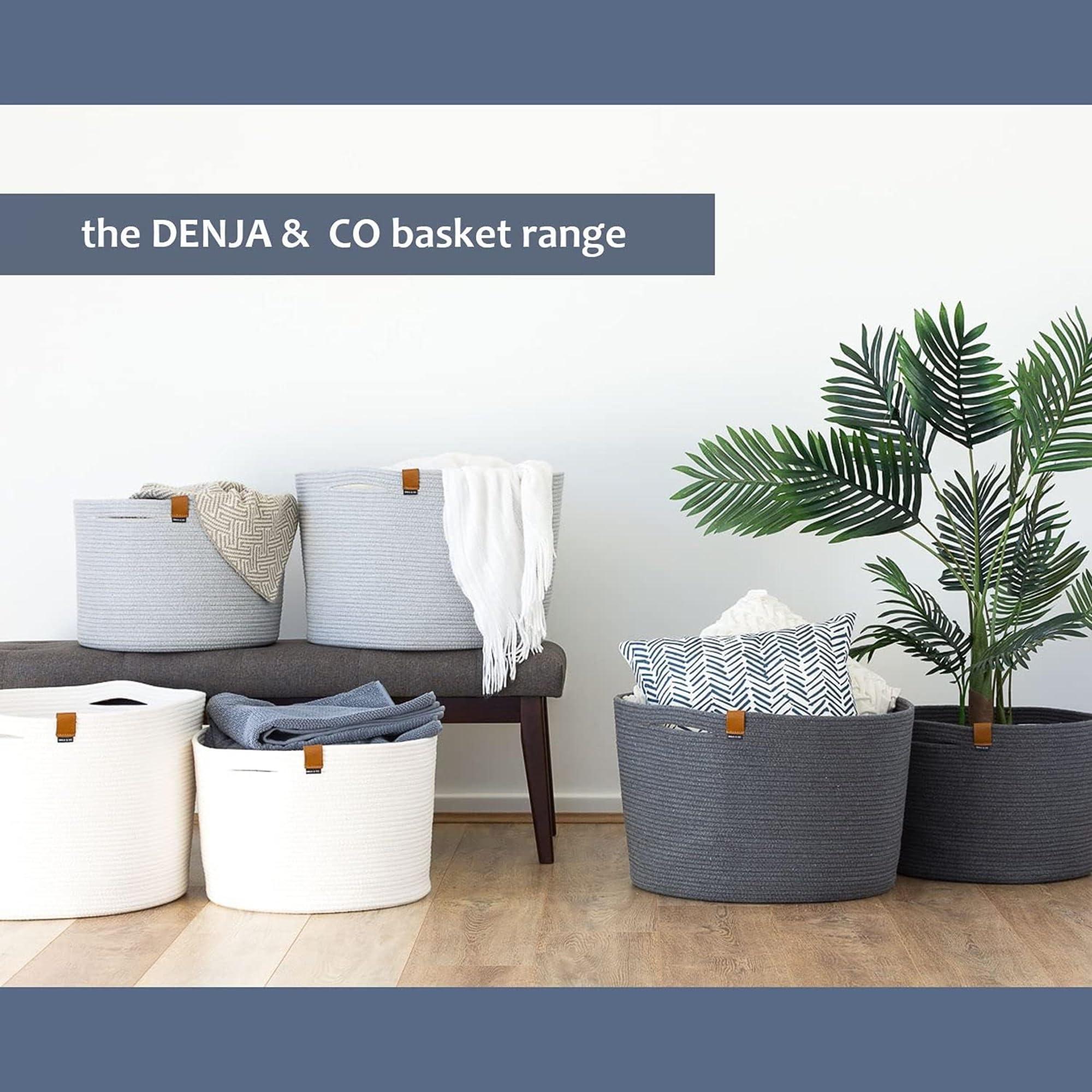 DENJA & CO Large Woven Cotton Rope Basket - 17.7