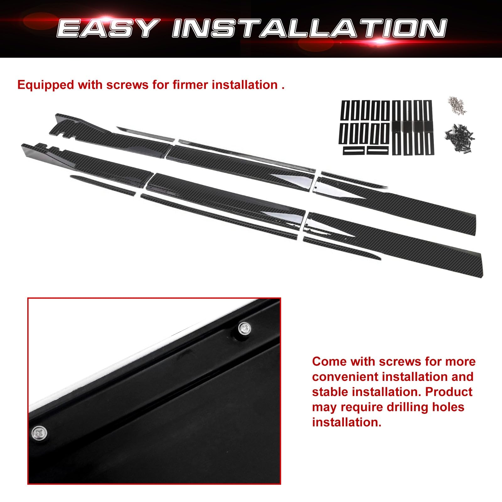 Universal Fit Car Side Skirts - Rocker Panel Protector with Splitter Winglets & Diffuser Bottom Line Extension Body Kit | Durable Protection & Enhanced Style for Sedans, Coupes & Sports Cars | Perfect for Daily Driving & Car Shows