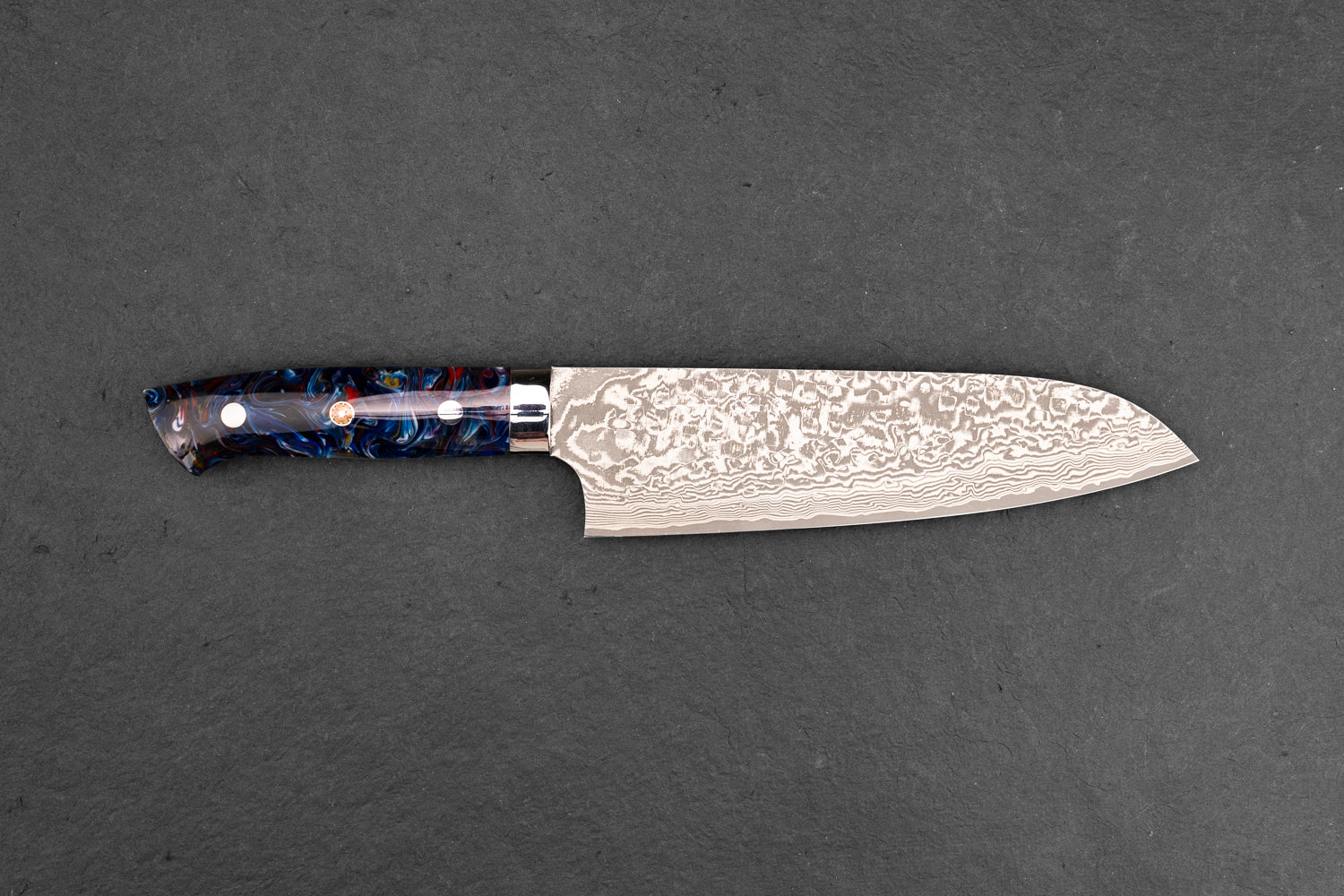 Takeshi Saji R2 Black Damascus Western Santoku Knife 165mm - Premium Japanese Kitchen Knife for Professional Chefs & Home Cooking, Perfect for Slicing, Dicing & Chopping Vegetables, Meat & Fish