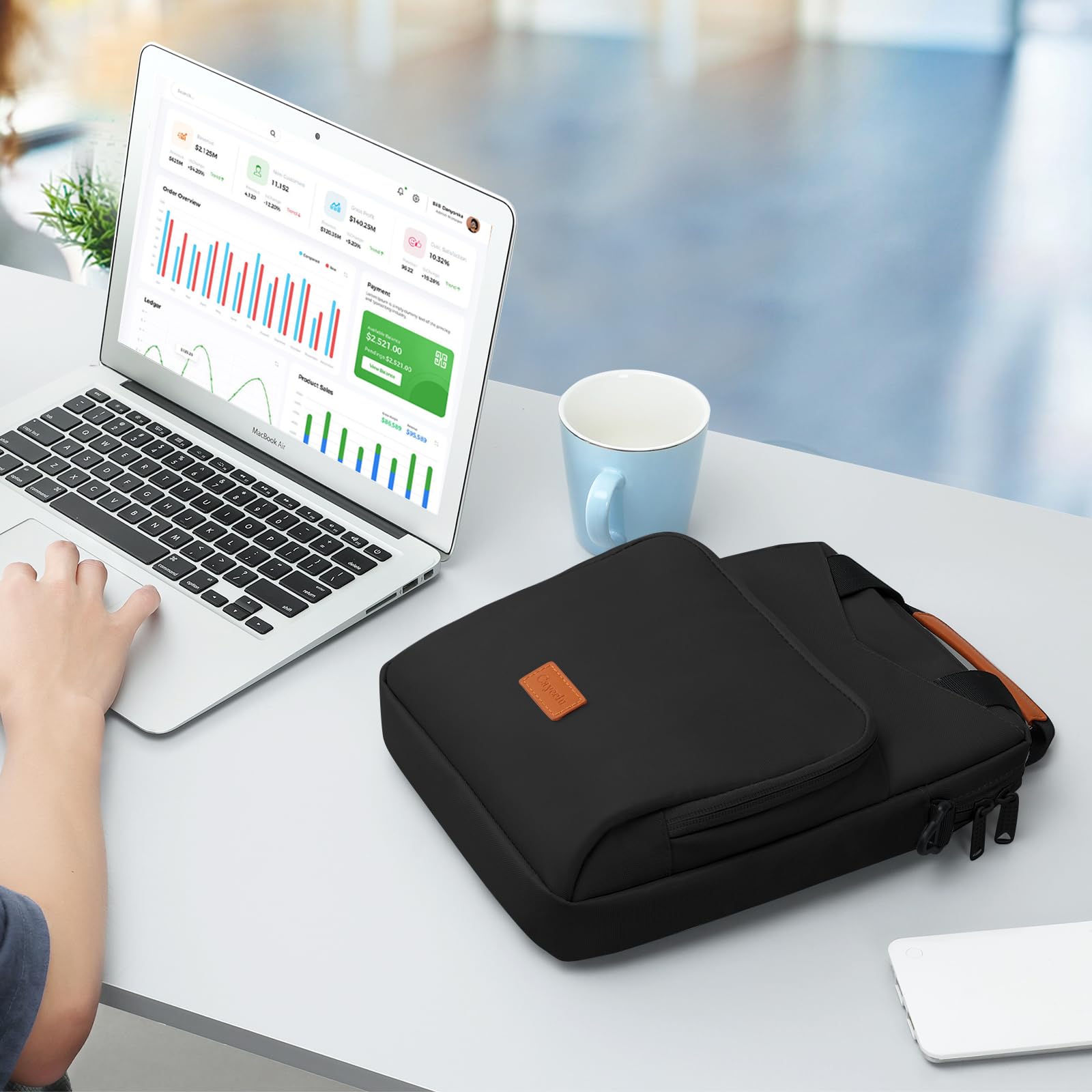 12.9 Inch Tablet Sleeve Bag - Shockproof Padded Case for iPad Pro 13 (M4), iPad Air 13 (M2), Surface Pro 9 & Galaxy Tab S9+ 12.4 - Travel-Friendly with Adjustable Shoulder Strap (Black) - Perfect for Business, Commuting & Airplane Travel