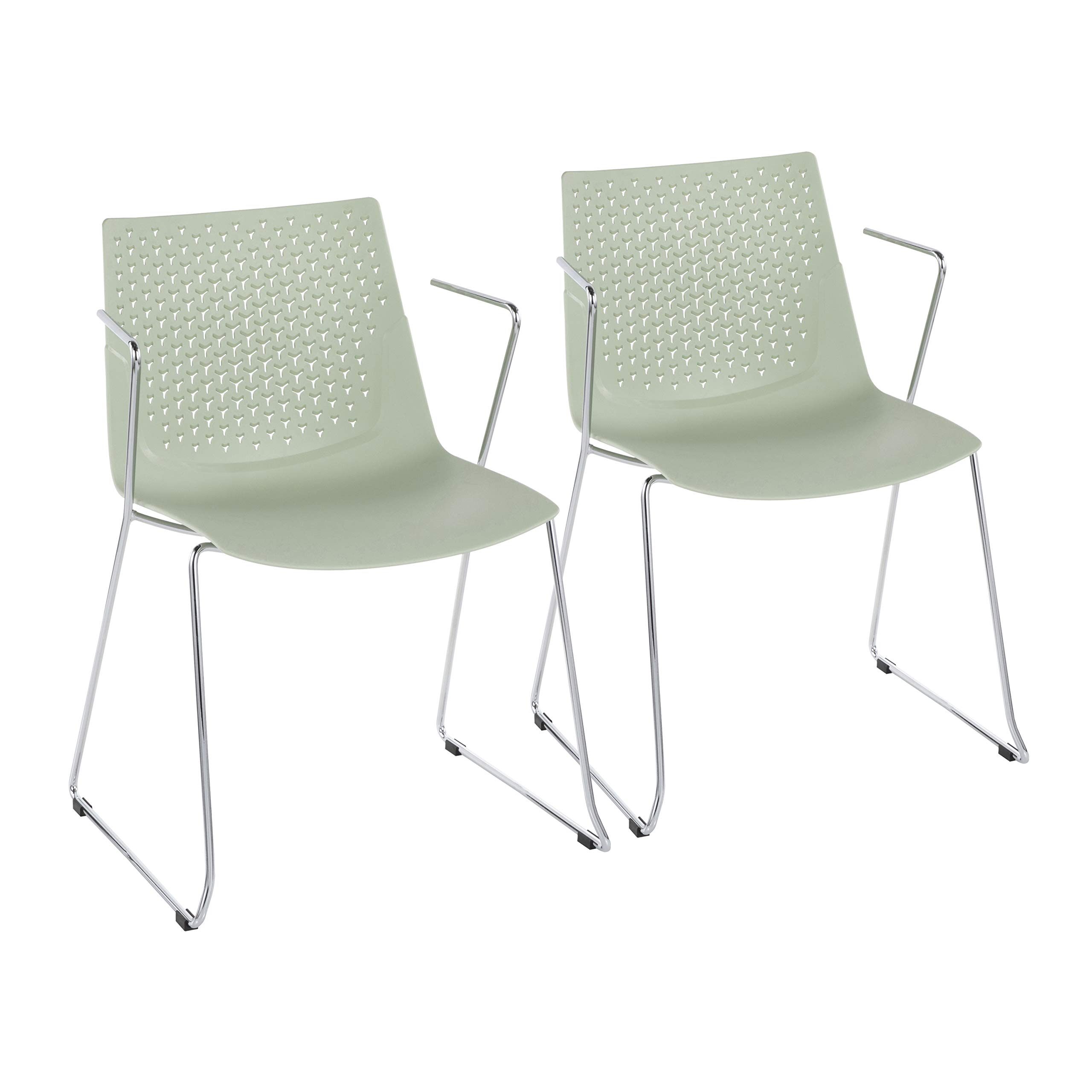 LumiSource Matcha Green Upholstered Dining Chairs Set of 2 - Modern Contemporary Kitchen Chairs for Dining Table - Perfect for Small Spaces, Breakfast Nooks & Apartment Dining Areas