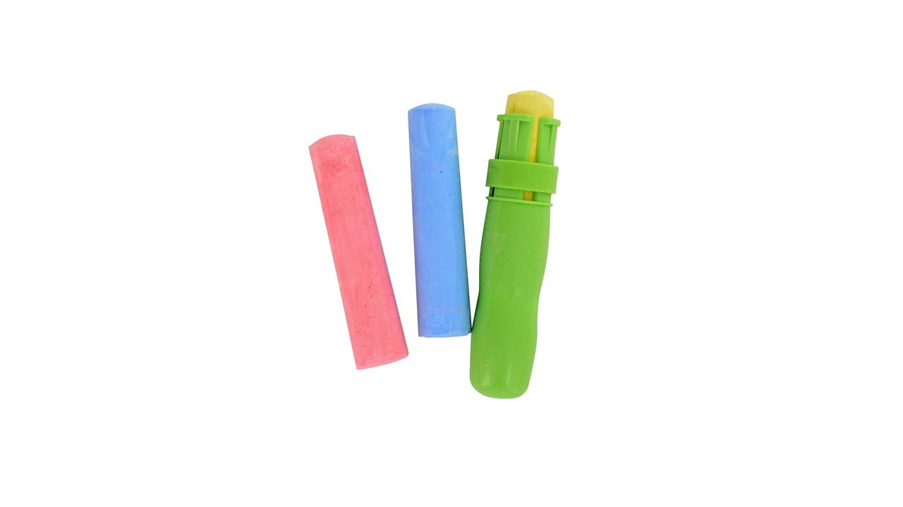 EBK Jumbo Sidewalk Chalk Set for Kids - 23 Non-Toxic Giant Chalk Sticks with Bucket Holder & Bonus Drawstring Bag - Outdoor Play, Art, Games, Birthday Party Fun