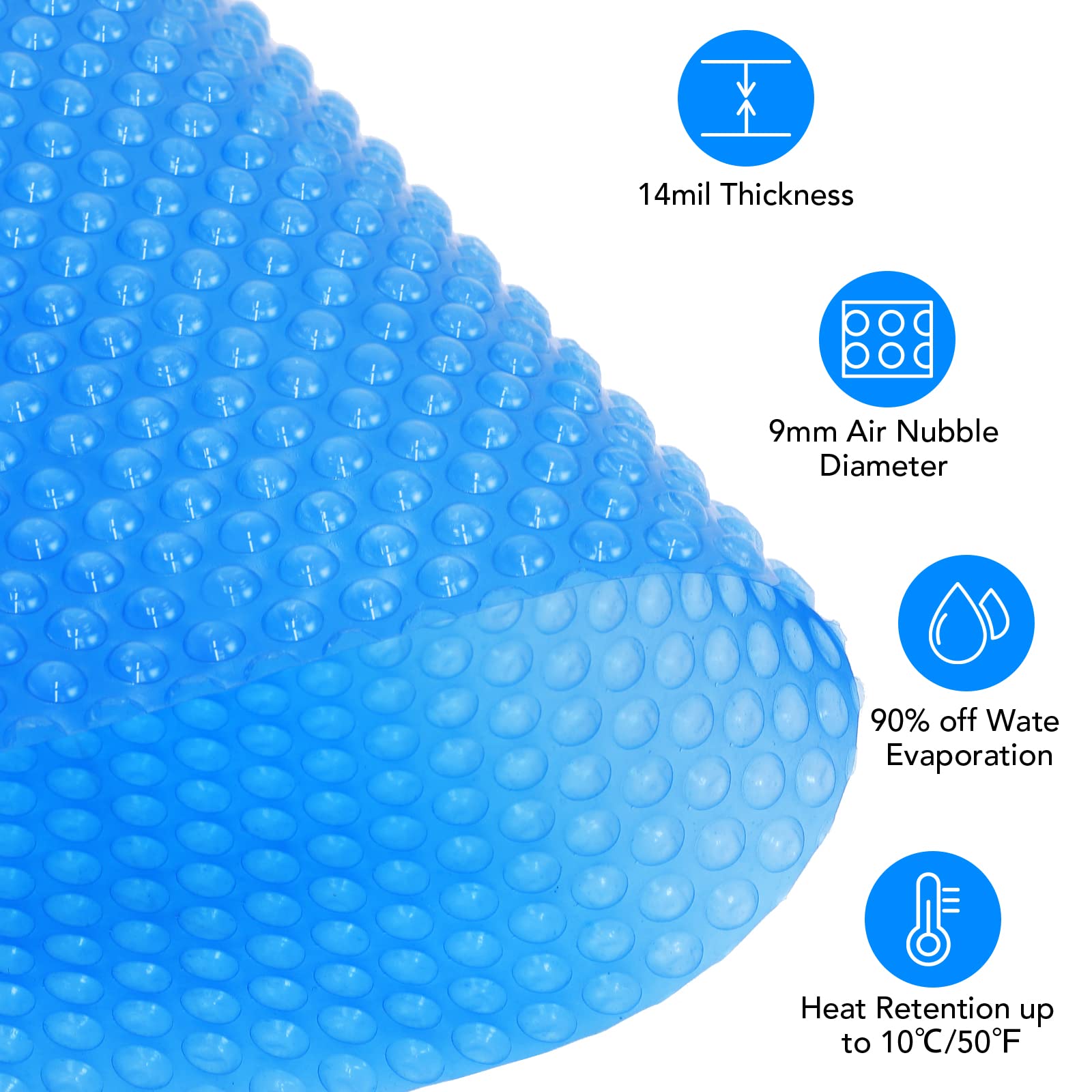 Towallmark 16ft x 32ft Rectangle Solar Pool Cover - 200μm Thick Heat Retention Blanket for In-Ground & Above-Ground Swimming Pools | UV Resistant, Energy Saving | Perfect for Summer, Winter Pool Protection & Temperature Maintenance