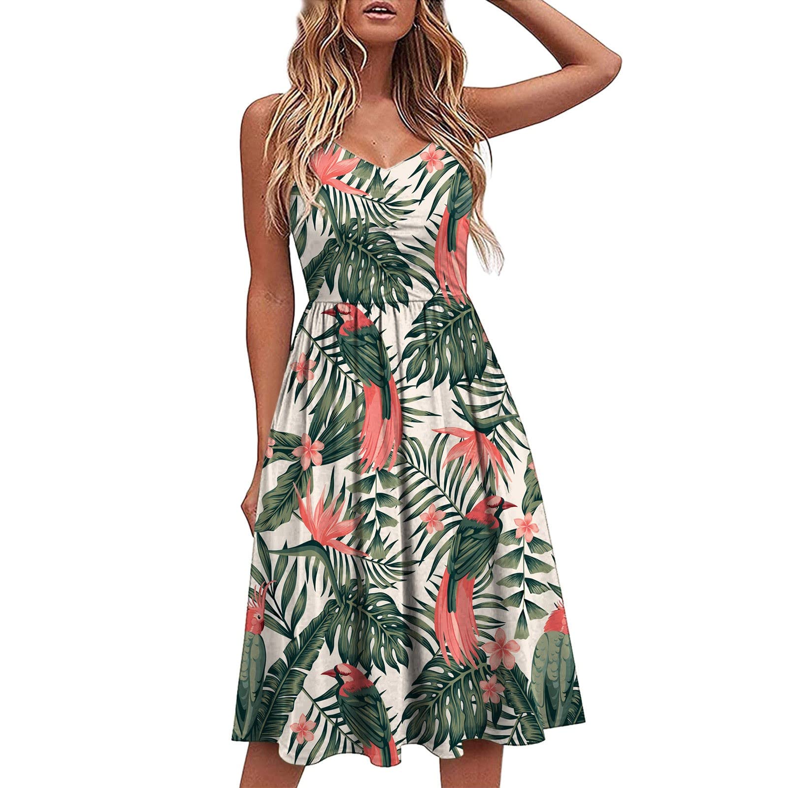 Women's Plus Size Summer Beach Dress with Pockets - Casual Sundress for Vacations