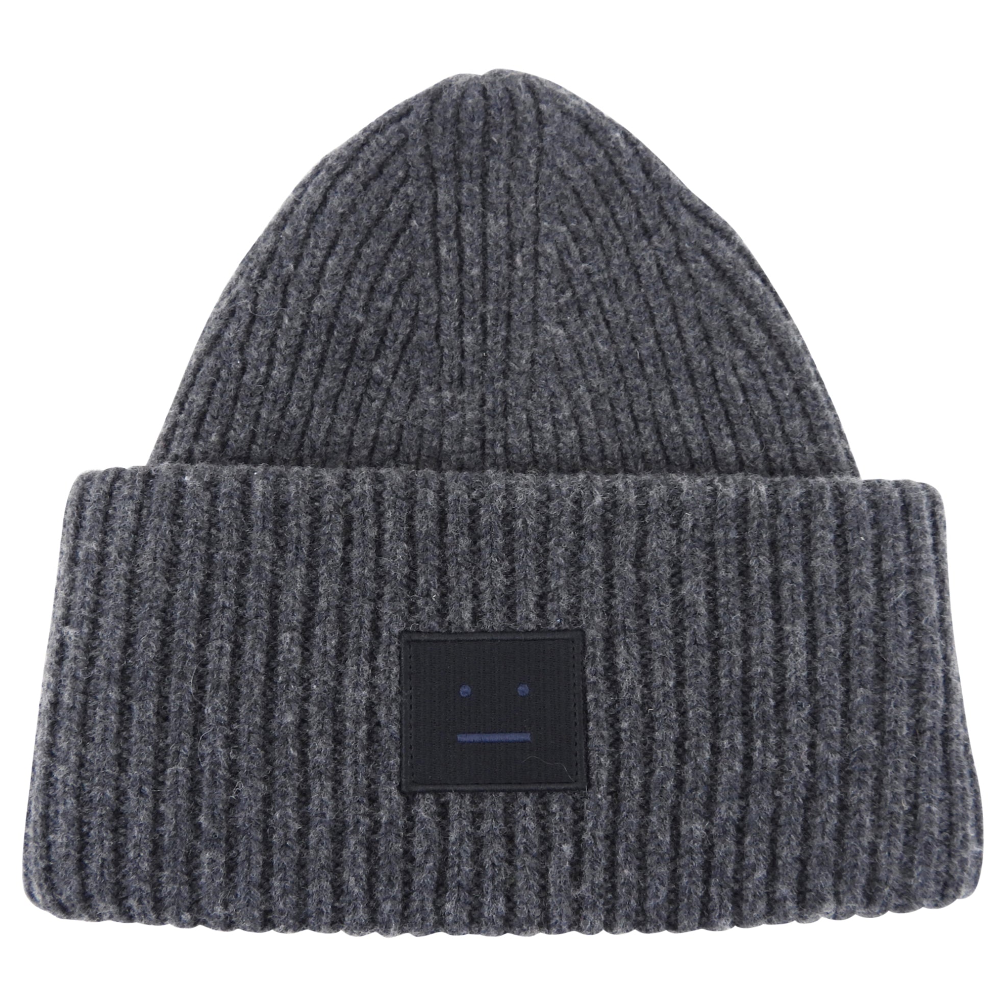 Acne Studios Grey Wool Beanie Hat - Warm Winter Knit Cap for Men & Women - Perfect for Skiing, Snowboarding & Outdoor Activities