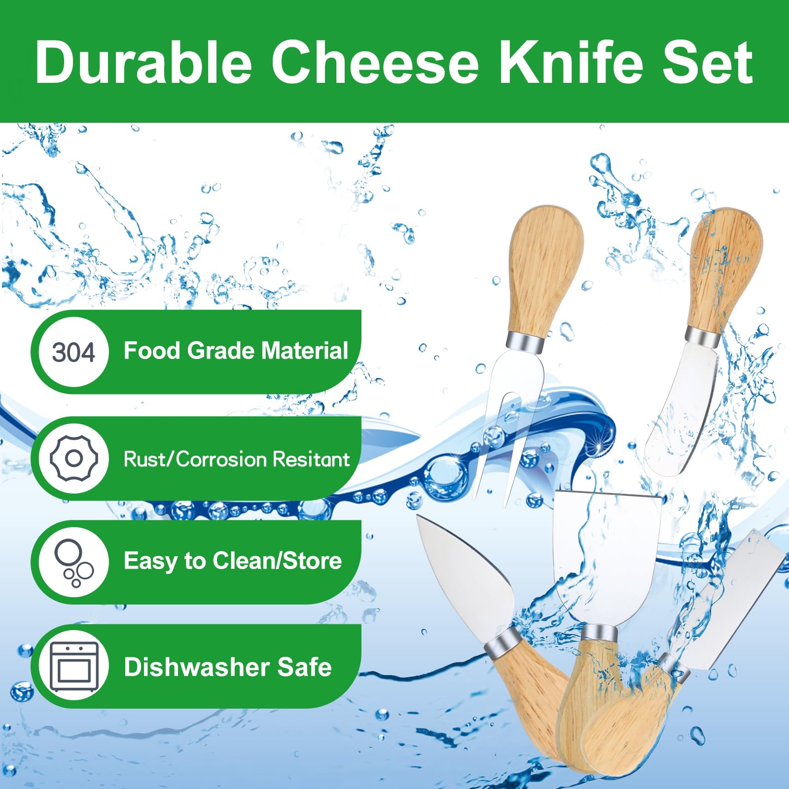 10-Piece Wooden Handle Cheese Knife Set - Stainless Steel Cheese Cutters & Spreaders for Charcuterie Boards - Perfect for Parties, Weddings, Christmas & Cheese Platter Accessories - Ideal for Entertaining, Gifts & Gourmet Cheese Serving