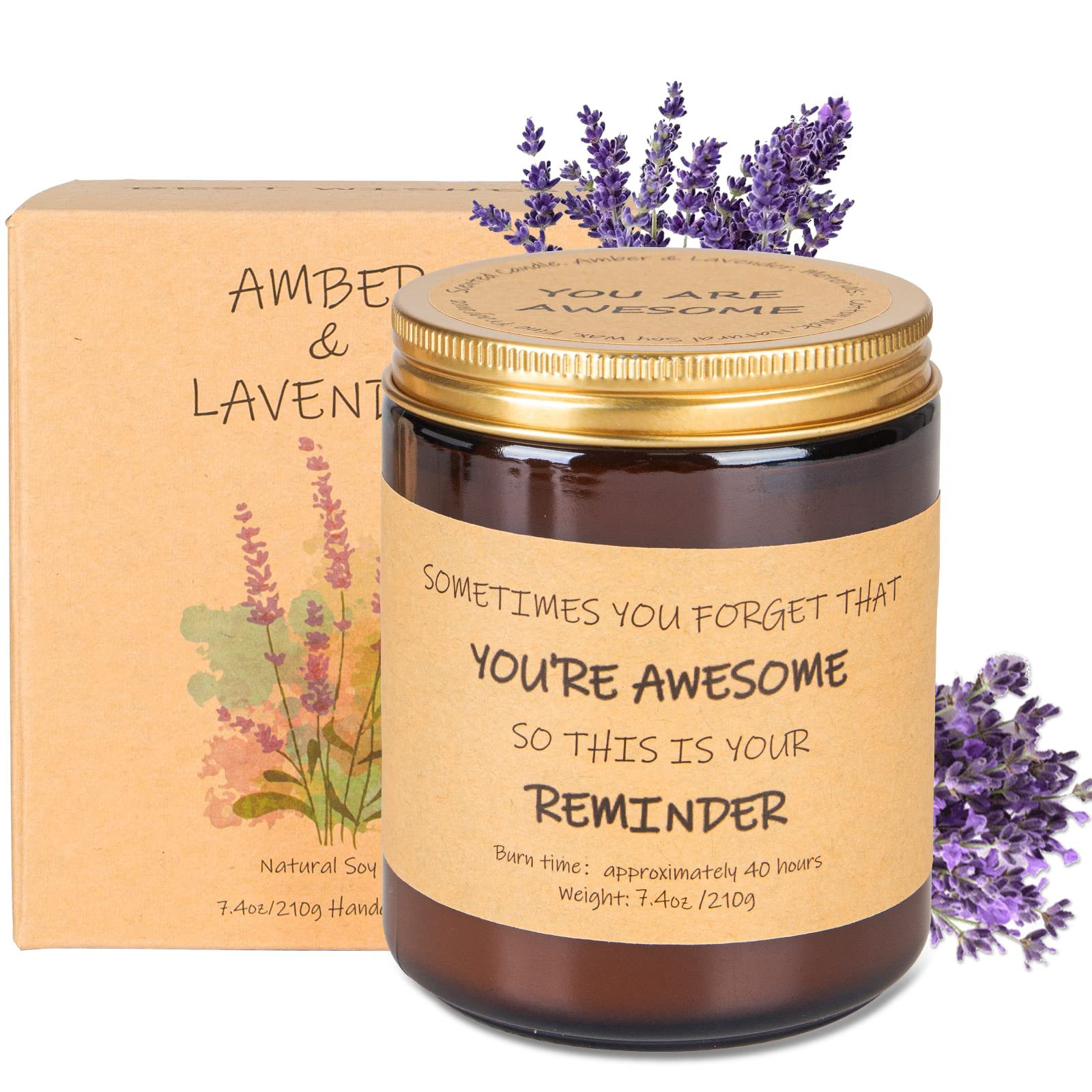 Lavender Scented Candles Gift Set - Relaxing Aromatherapy Soy Candles for Women, Birthday Gifts for Mom, Girlfriend, Best Friend & Coworkers | Home Decor with Inspirational Keychain | Perfect for Stress Relief, Meditation & Romantic Ambiance