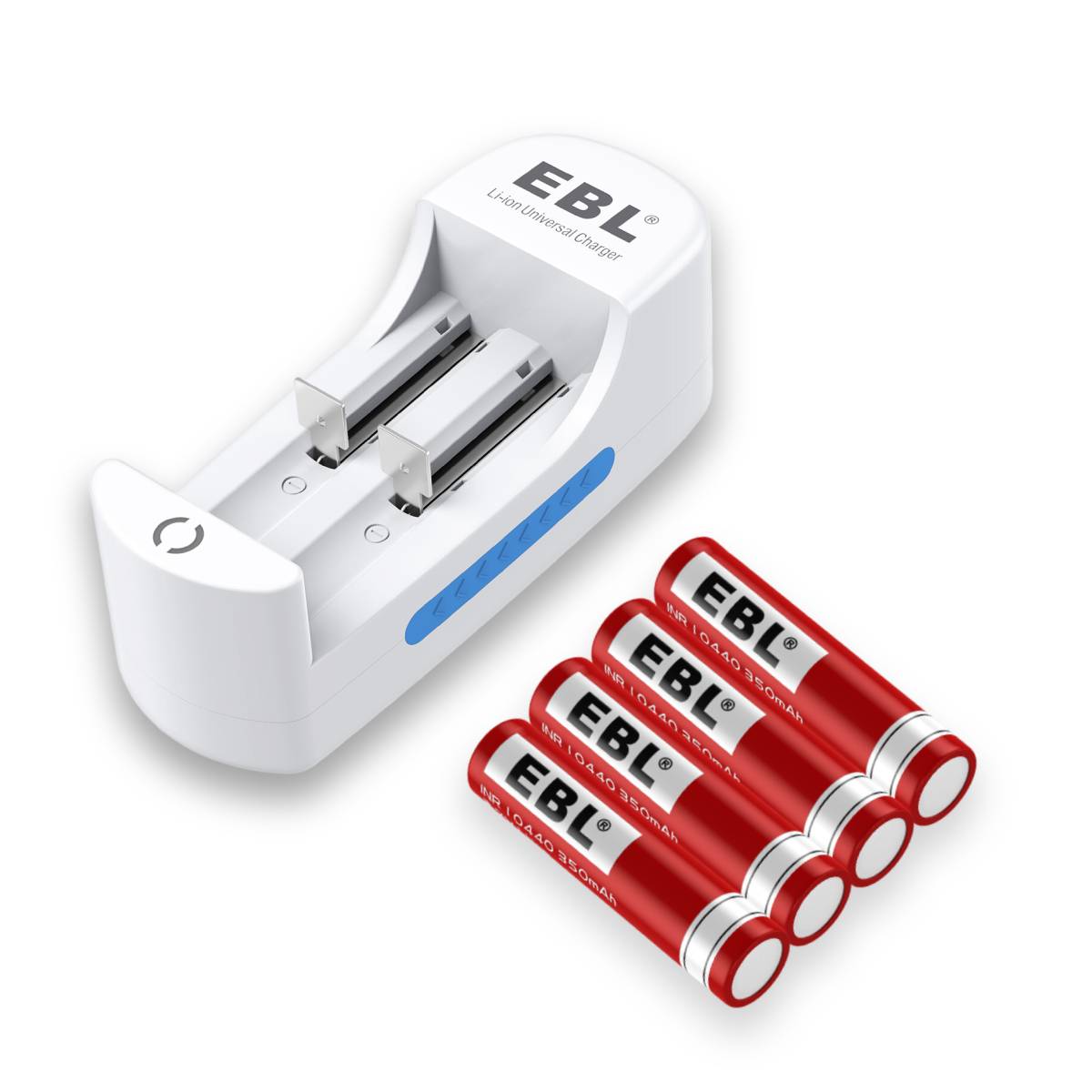 EBL 4-Pack 10440 Rechargeable Lithium Batteries with Universal 839 Battery Charger - Perfect for Flashlights, Laser Pointers, and Electronic Devices