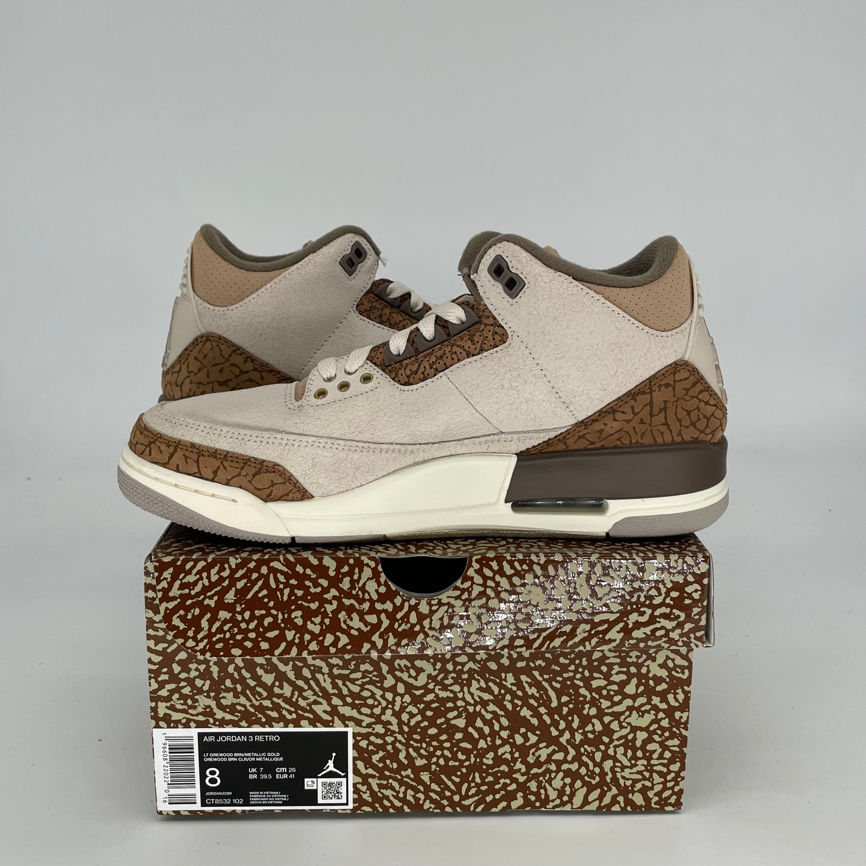 AIR JORDAN 3 PALOMINO Men's/Women's Basketball Shoes Size 8/9.5W - Retro Style Sneakers CT8532-102 | Perfect for Streetwear, Casual Outfits & Basketball Games