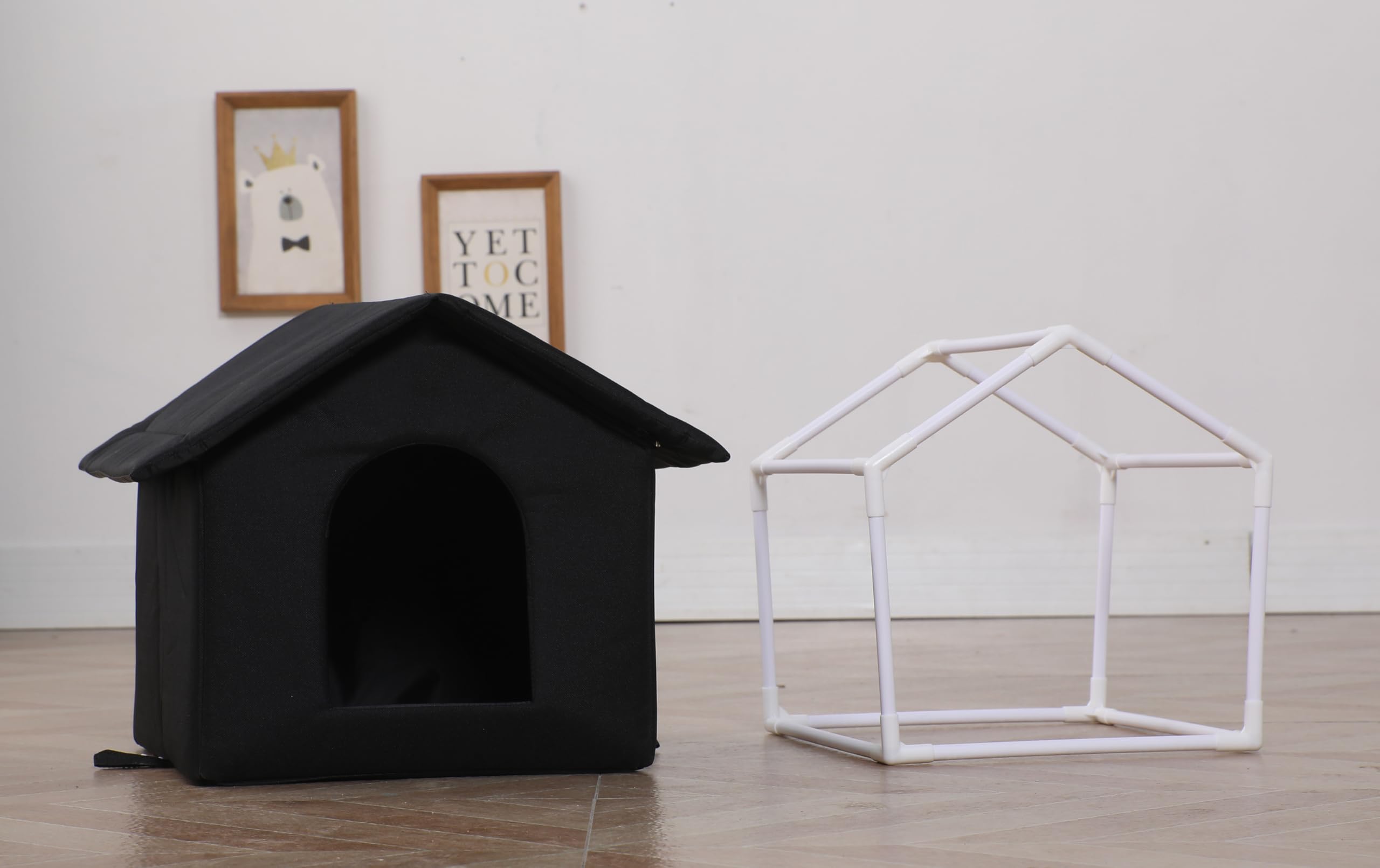 **Outdoor Cat House - Waterproof & Durable Shelter for Feral Cats & Dogs - Medium Black Pet House for Indoor/Outdoor Use - Perfect for Backyard, Garden & Patio**
