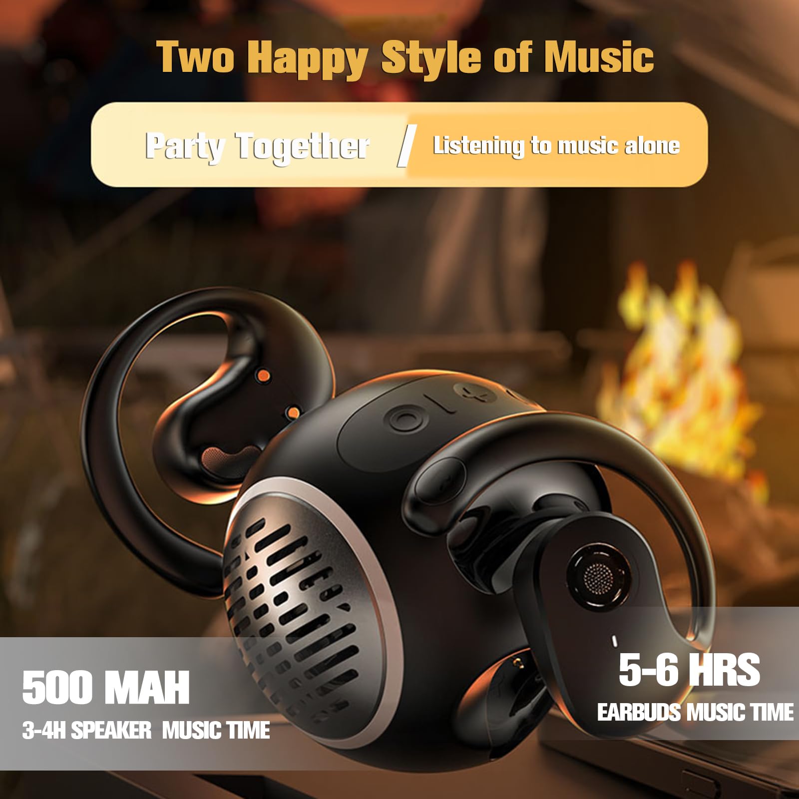 Wireless Open Ear Bluetooth Headphones - Bone Conduction Earbuds with Portable Mini Speaker for Kids & Adults | Perfect for Running, Cycling & Outdoor Activities