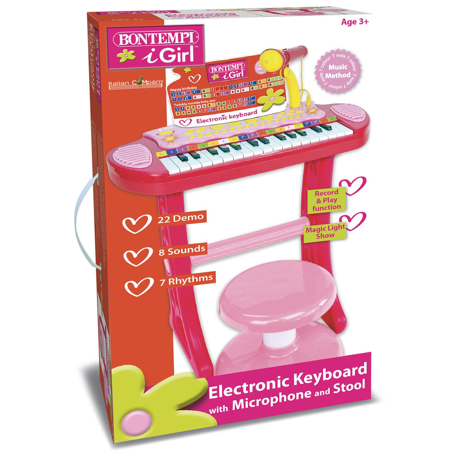 13 3671 Electronic Keyboard Organ with Stand, Microphone & Stool - Portable Digital Piano for Kids & Beginners, Multi-Color - Perfect for Home Music Practice, Birthday Gifts & Classroom Learning