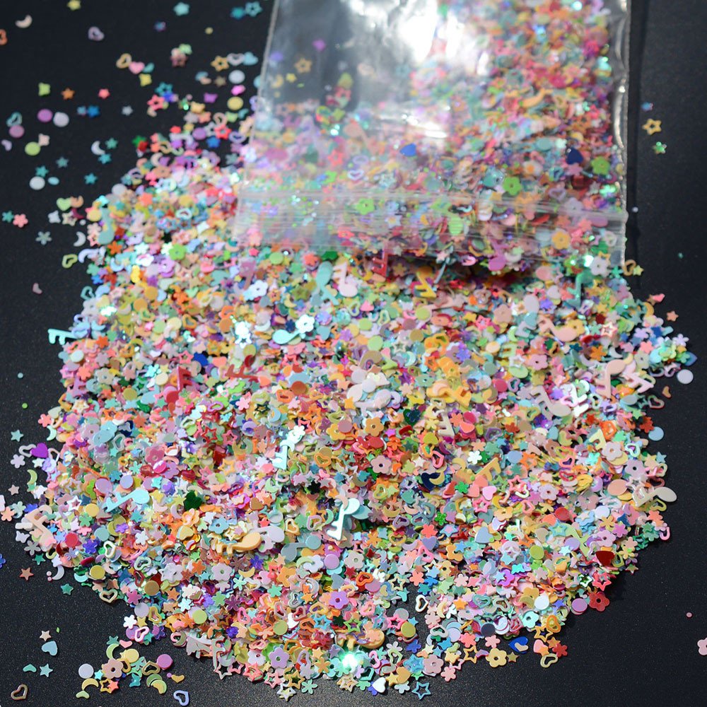 French Tip Nail Stickers - 5000PCS Mixed Star, Heart Sequins & Flower Glitter Nail Art Kit for DIY Manicure | Perfect for Girls' Parties, Prom, Weddings & Nail Salon Decor