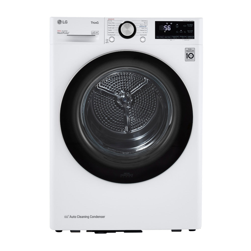LG DLHC1455W 4.2 Cu.Ft. White Front Load Dryer with Dual Inverter HeatPump™ Technology - Energy Efficient Compact Laundry Solution for Apartments & Small Homes