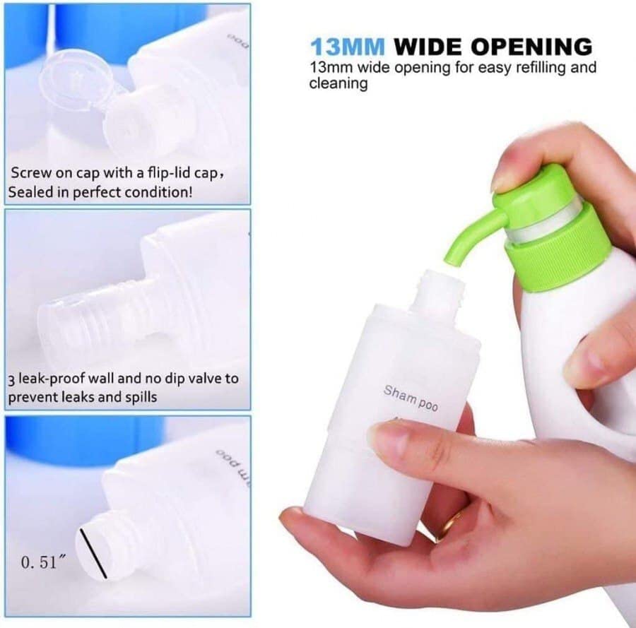 Refillable 3-in-1 Travel Shampoo, Conditioner & Lotion Bottle Set - Leak Proof Sky Blue Toiletry Containers for Camping, Gym & Air Travel