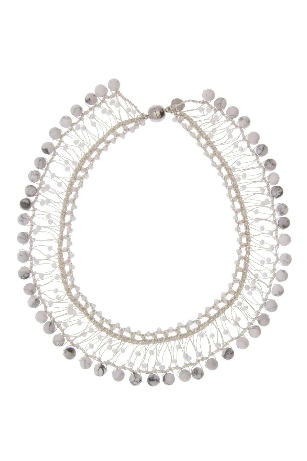 Beaded Collar Chain Duo Stone Necklace - Elegant Layered Jewelry for Women | Perfect for Weddings, Parties & Everyday Wear