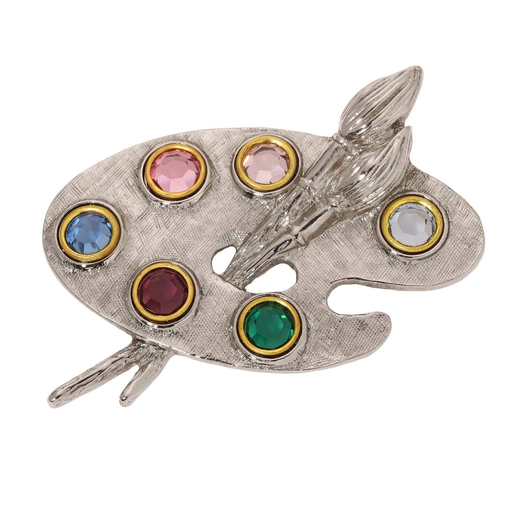 1928 Jewelry Da Vinci's Brush & Paint Palette Brooch - Vintage Artist Inspired Jewelry for Women - Perfect Gift for Art Lovers, Teachers & Creative Minds