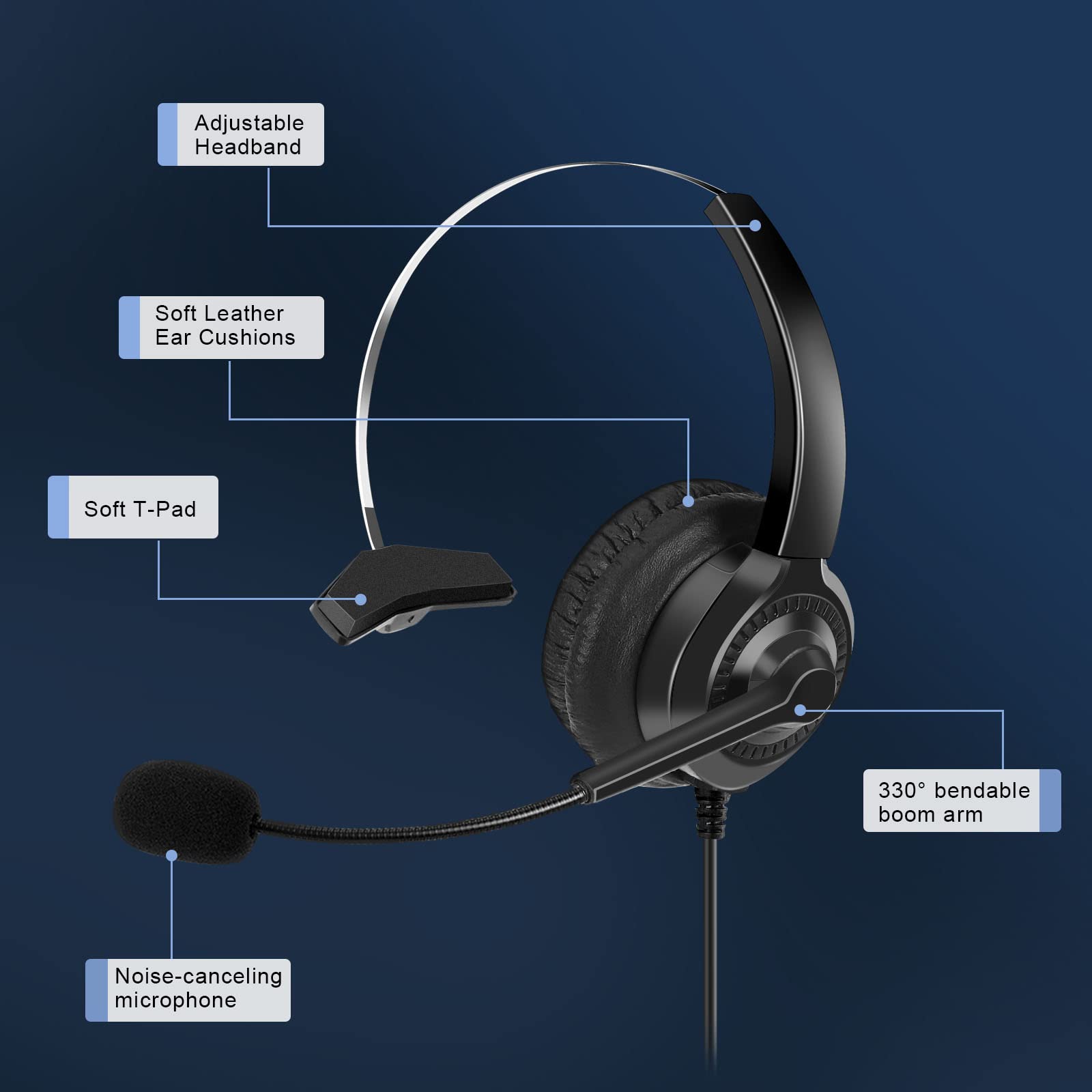 AGPtEK Corded Telephone with Headset & Dialpad for Home, Call Center & Office - Noise Cancelling Phone for Clear Calls | Ideal for Business, Customer Service & Remote Work