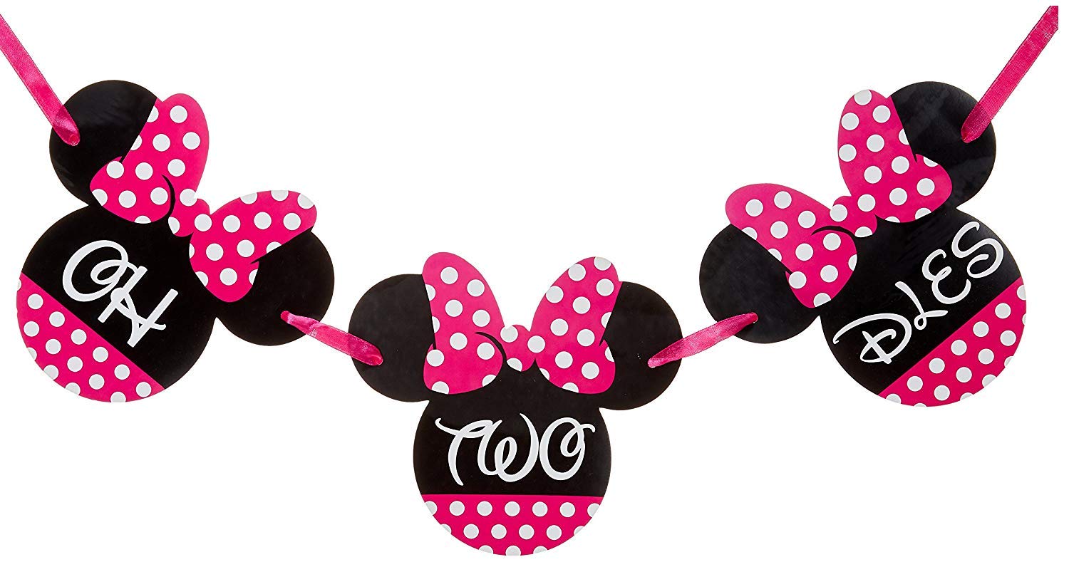 Minnie Mouse 2nd Birthday Party Banner - Oh Twodles Birthday Decorations - Disney Themed Party Supplies for Girls - Perfect for Birthday Celebrations, Baby Showers & Disney Themed Events