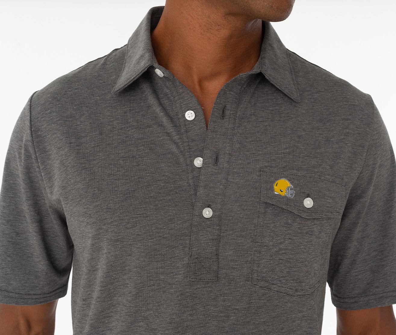 Notre Dame Football Coach's Performance Shirt with Helmet Design - Heather Gray - Perfect for Game Day, Tailgating & Fan Apparel