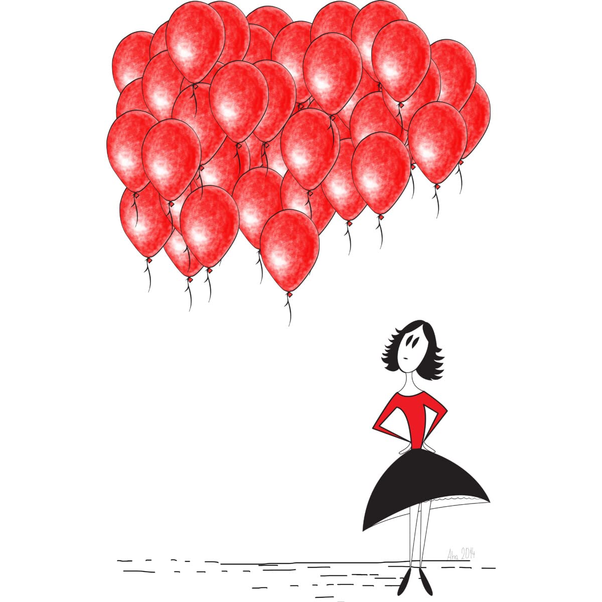 Design By Humans Unisex 99 Red Balloons by AhaC Sweatshirt - Soft Cotton Pullover for Men & Women - Perfect for Casual Wear, Street Style & Music Lovers