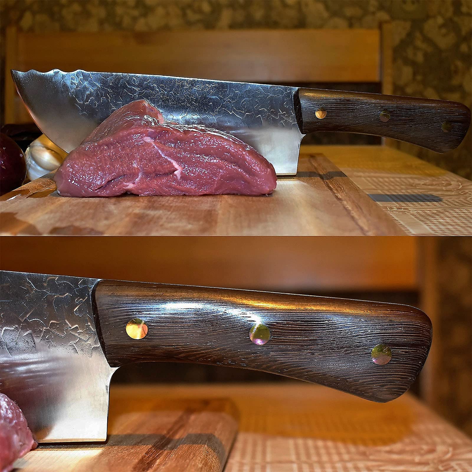 DRAGON RIOT Professional Butcher Knife - Heavy Duty Meat Cleaver for BBQ, Camping & Outdoor Cooking - High Carbon Steel Blade with Ergonomic Handle for Home Kitchen & Hunting