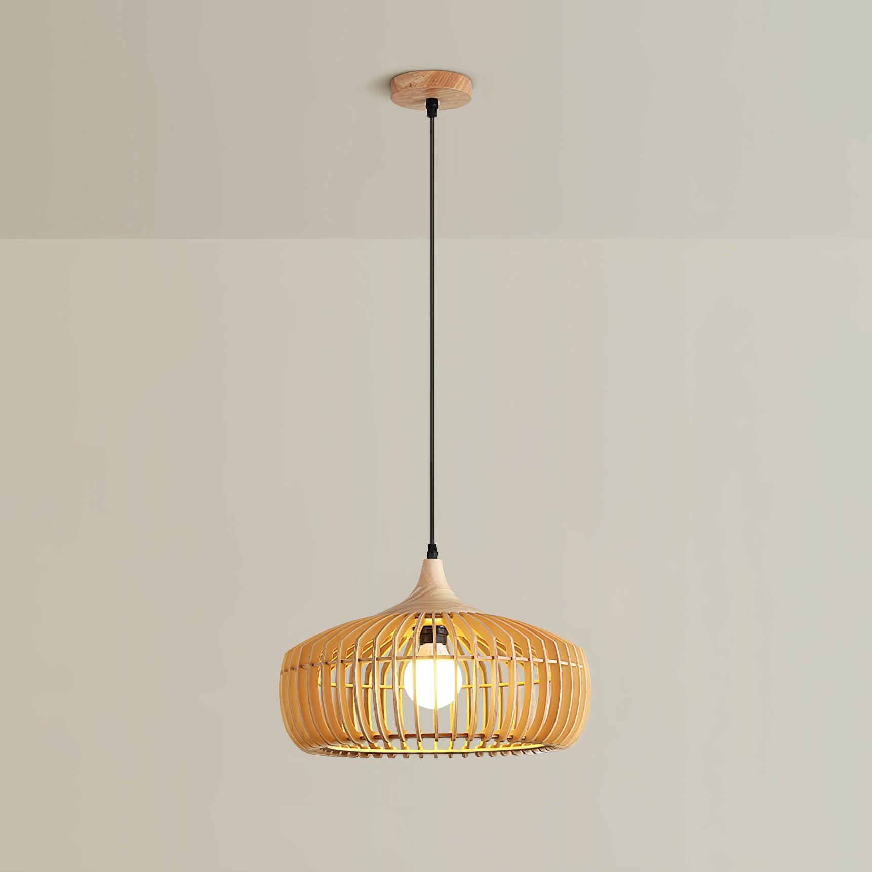 Modern Lattice Nest Wooden Pendant Light - Handcrafted Rattan Chandelier for Living Room, Bedroom, Dining Room & Boho Home Decor