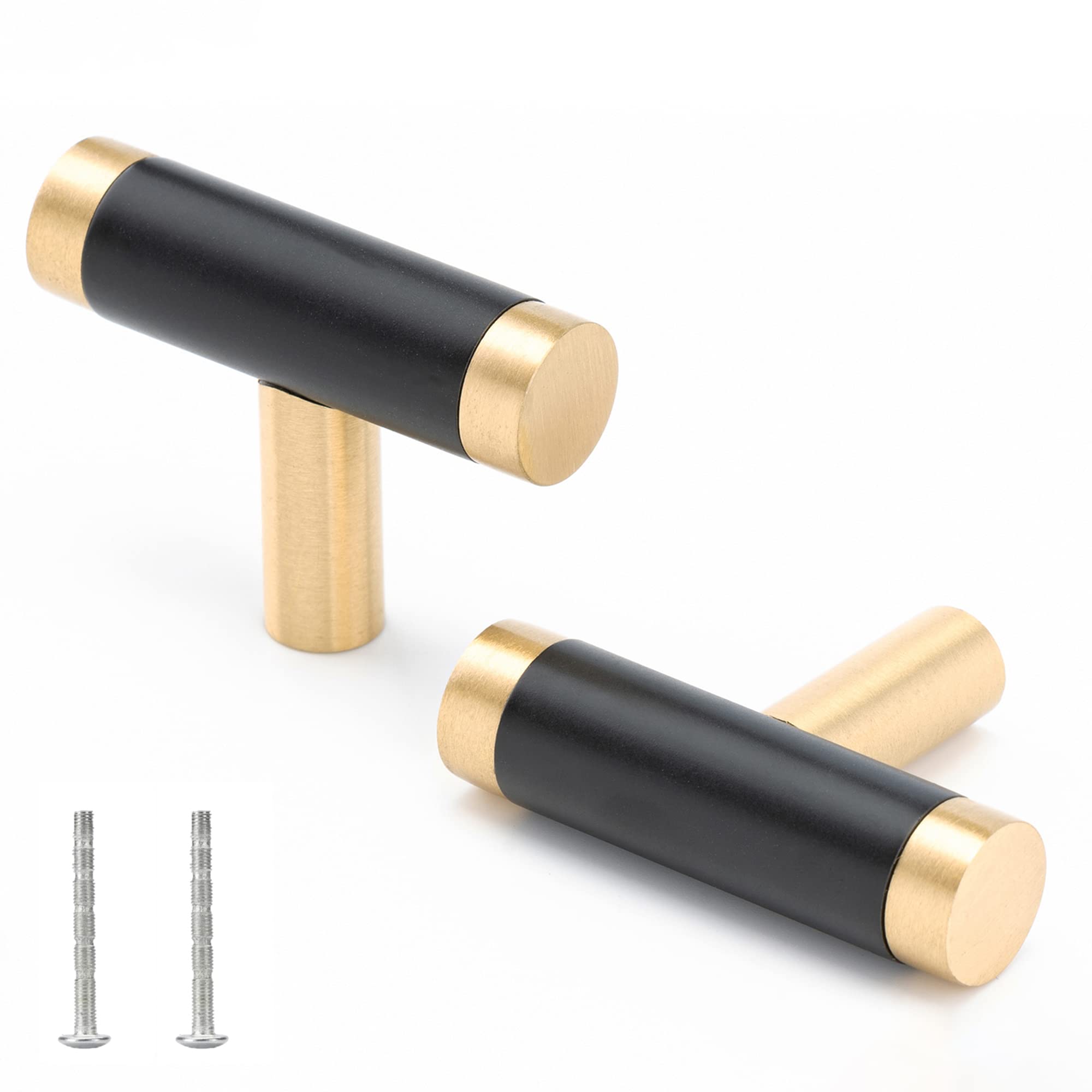 Gold Cabinet Handles & Black Drawer Pulls - 5 Pack Kitchen Cabinet Hardware for Dresser, Bedroom & Bathroom - Elegant Gold & Black Knobs for Home Decor & DIY Projects