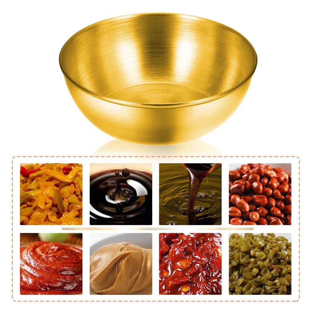 8-Pack 3.5 Inch Stainless Steel Mini Sauce Dishes - Small Round Individual Dipping Bowls for Soy Sauce, Sushi, Appetizers & Seasonings - Golden Color - Perfect for Restaurants, Sushi Bars & Home Dining