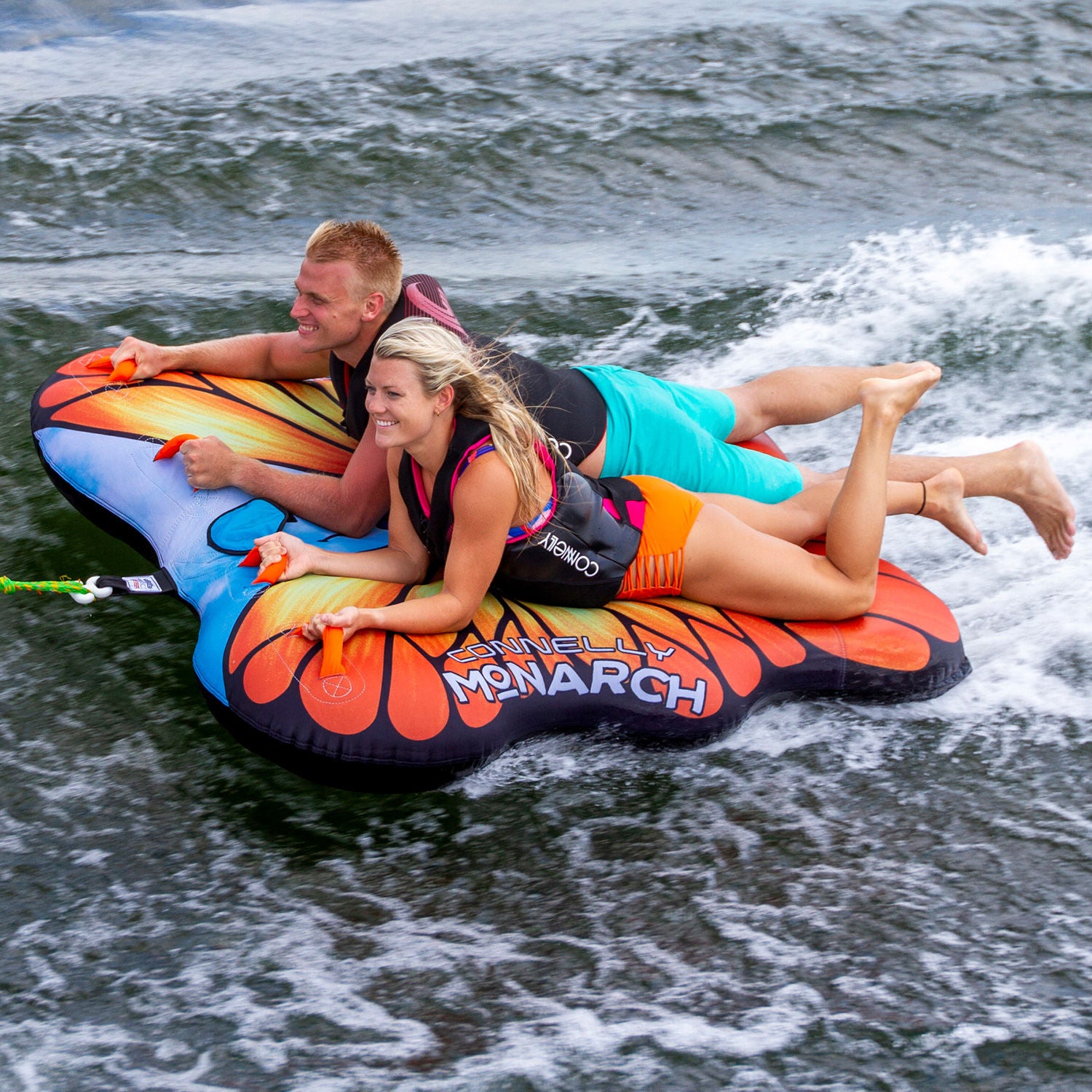 Connelly Monarch 2 Rider Towable Tube - Heavy Duty Inflatable Water Tube for Boating & Lake Fun - Perfect for Summer, Beach, and Family Outings