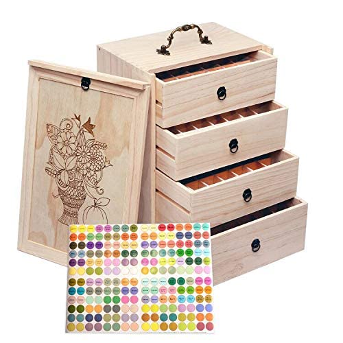 Premium Wooden Essential Oil Storage Box - Holds 112 Bottles (5ml/10ml/15ml/20ml/30ml) - Perfect Organizer for Young Living & Doterra Essential Oils - Ideal for Aromatherapy, Massage & Home Fragrance