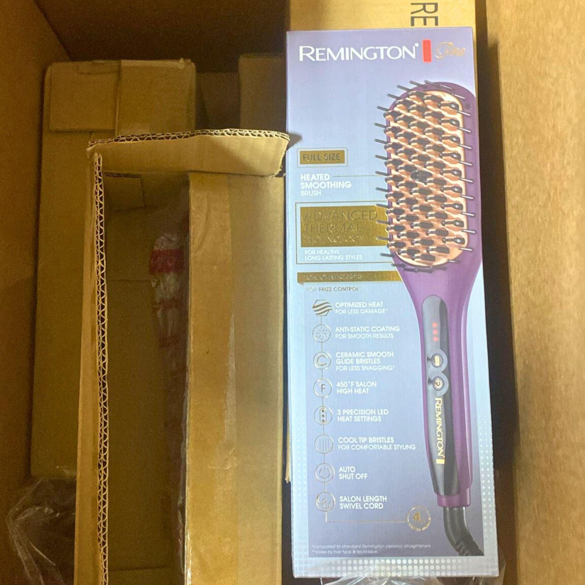 Remington Pro Full Size Heated Smoothing Brush with Advanced Ionic Technology - 8 Piece Set for Salon-Quality Hair Styling at Home | Perfect for Straightening, Smoothing & Adding Shine to All Hair Types