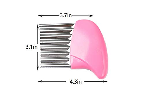 Stainless Steel Potato Slicer - 3PC French Fry Cutter Set with Corrugated & Wave Blades (Pink, Yellow, Blue) - Perfect for Home Kitchen, Fast Food Prep & Party Snacks
