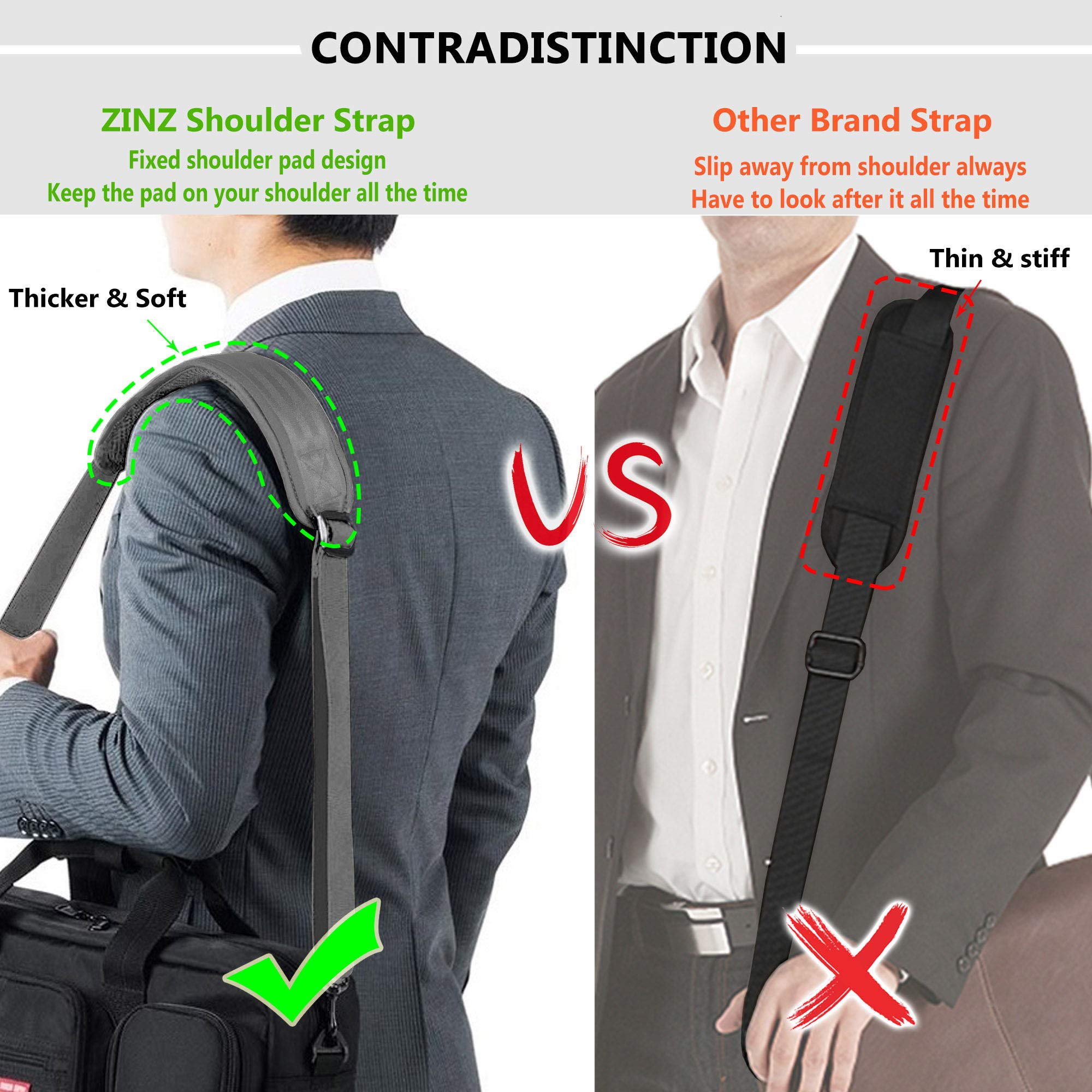 ZINZ Padded Adjustable Shoulder Strap Replacement for Handbags & Purses - Comfortable & Durable Bag Accessory for Daily Use, Travel & Shopping